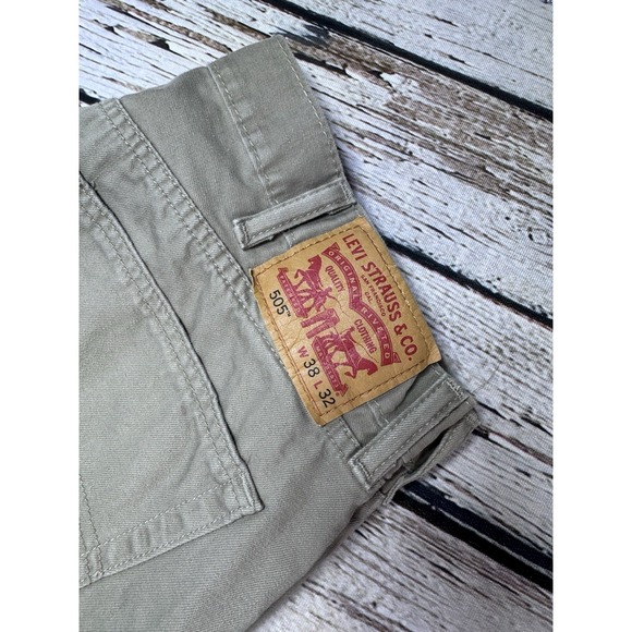 Levis 505 Jeans Mens 38x32 (36x31)‎ Tan Straight Leg Regular Fit Denim Classic - Picture 5 of 8